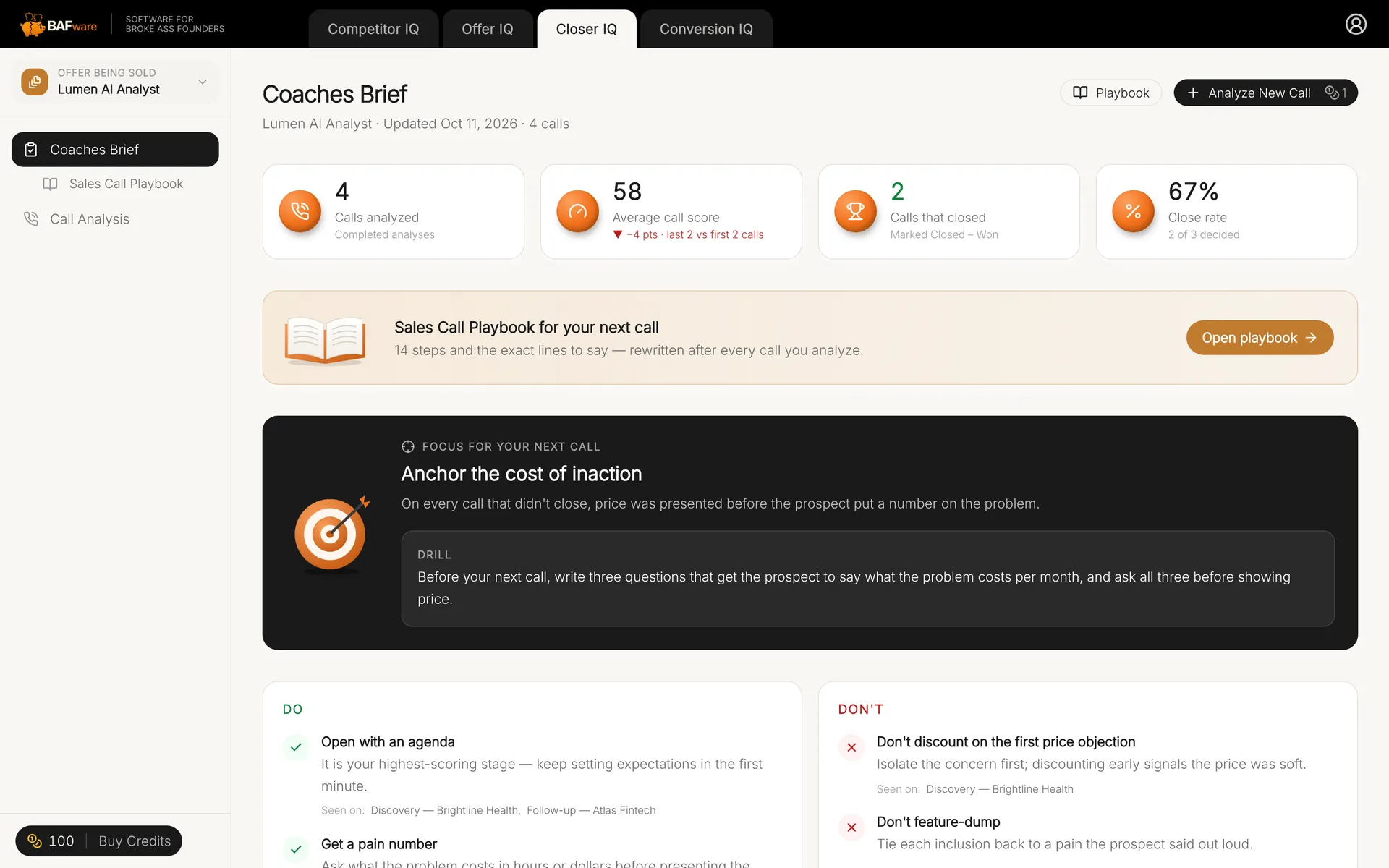 Closer IQ coaches brief